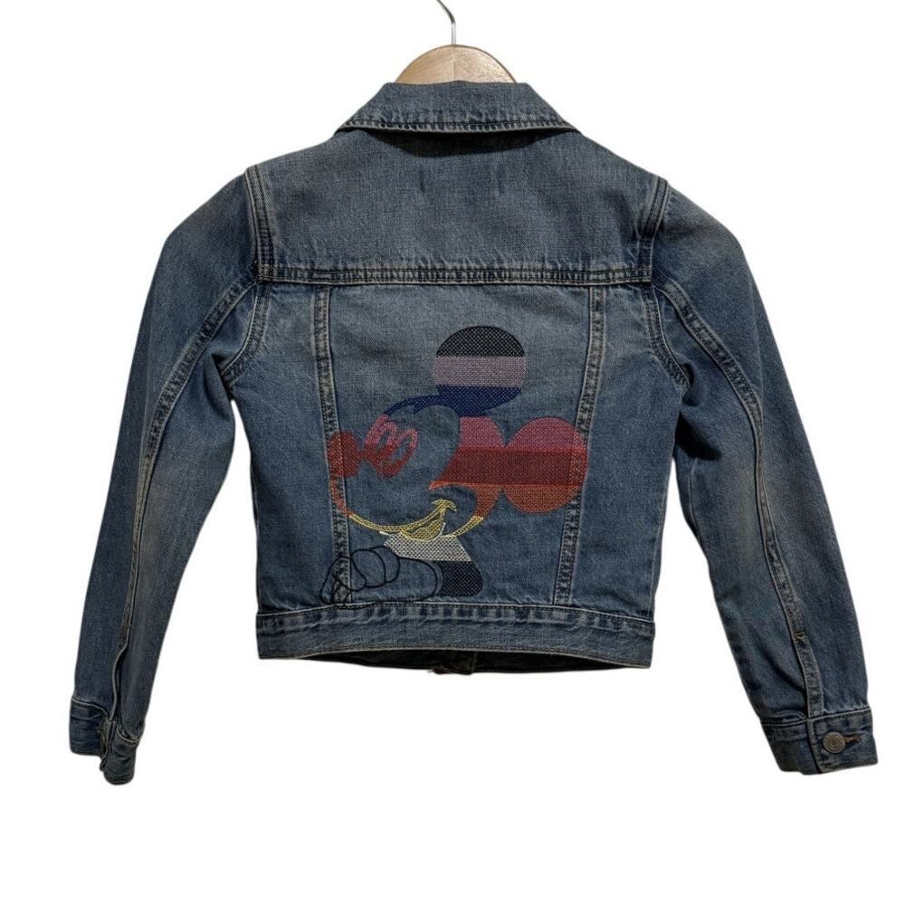 Disney Gap Girls M 8-9  Blue Cotton Long Sleeve Mickey Button Front Denim Jacket
